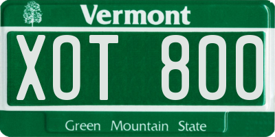 VT license plate XOT800