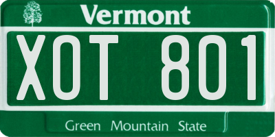VT license plate XOT801