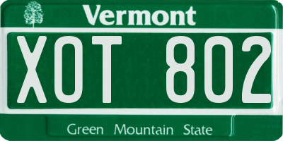 VT license plate XOT802