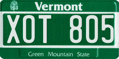 VT license plate XOT805