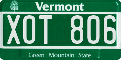 VT license plate XOT806