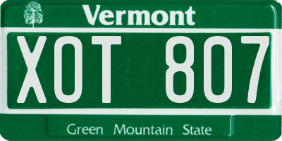 VT license plate XOT807