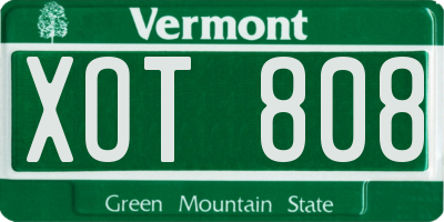 VT license plate XOT808