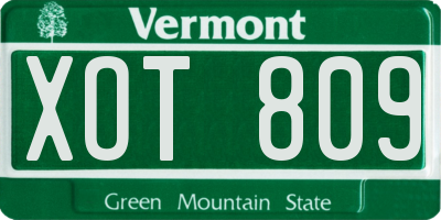 VT license plate XOT809