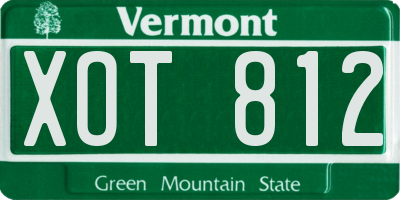 VT license plate XOT812