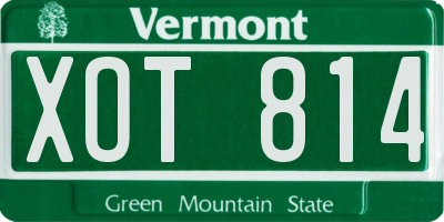 VT license plate XOT814