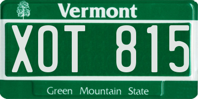 VT license plate XOT815