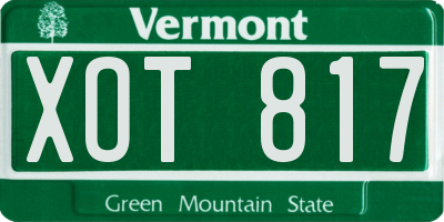 VT license plate XOT817