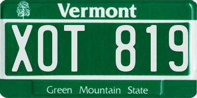 VT license plate XOT819