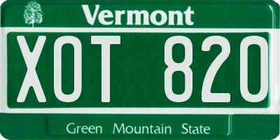 VT license plate XOT820