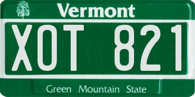 VT license plate XOT821