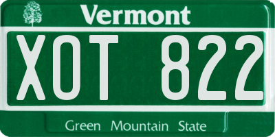 VT license plate XOT822