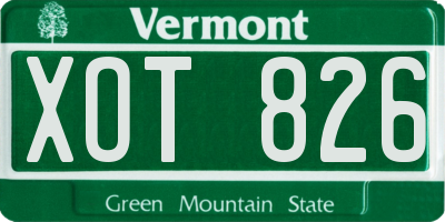 VT license plate XOT826