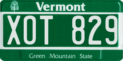 VT license plate XOT829