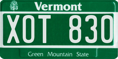 VT license plate XOT830