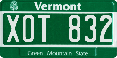VT license plate XOT832
