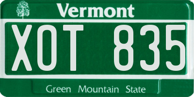 VT license plate XOT835