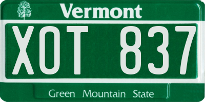 VT license plate XOT837