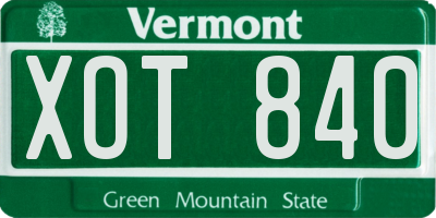 VT license plate XOT840