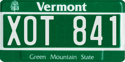 VT license plate XOT841
