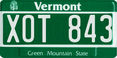 VT license plate XOT843