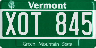 VT license plate XOT845