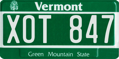 VT license plate XOT847
