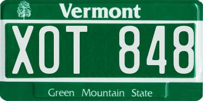 VT license plate XOT848