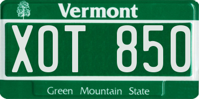 VT license plate XOT850