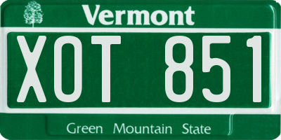 VT license plate XOT851