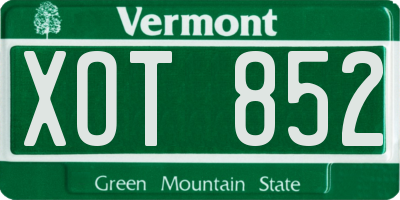 VT license plate XOT852