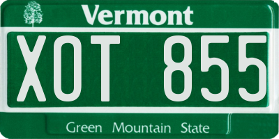 VT license plate XOT855