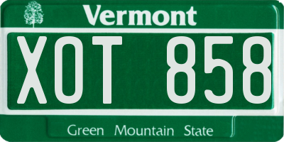 VT license plate XOT858
