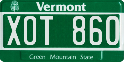 VT license plate XOT860