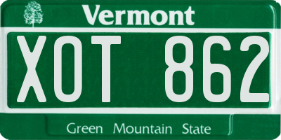 VT license plate XOT862