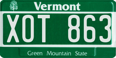 VT license plate XOT863
