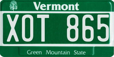 VT license plate XOT865