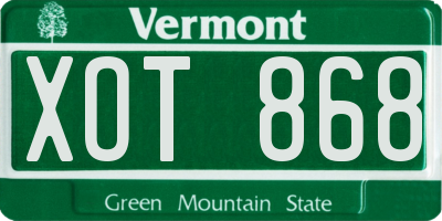 VT license plate XOT868