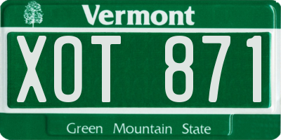 VT license plate XOT871