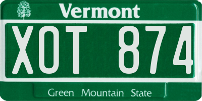 VT license plate XOT874
