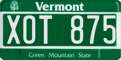VT license plate XOT875