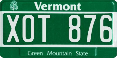 VT license plate XOT876