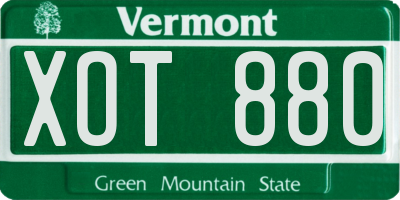 VT license plate XOT880