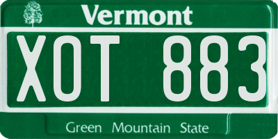 VT license plate XOT883