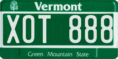 VT license plate XOT888