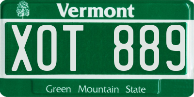 VT license plate XOT889