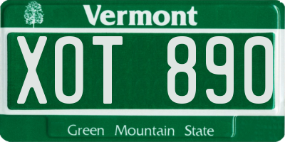VT license plate XOT890