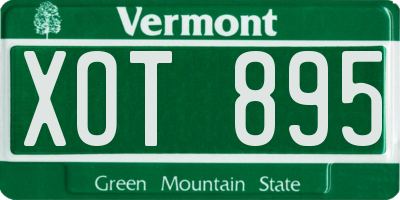 VT license plate XOT895