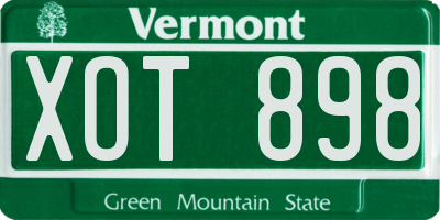 VT license plate XOT898