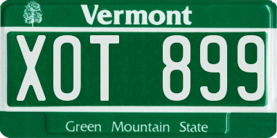 VT license plate XOT899